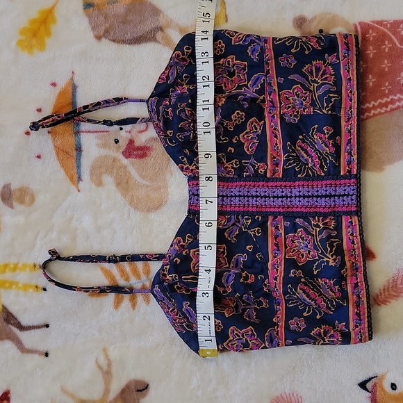 💙 BUSTIER CROP TOP KNIT CROCHETTE FLORAL CORSET STYLE PRINT FUNKY INDIAN - Picture 3 of 7
